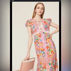 SALONI Pink Ruffled Tie Front Sundress